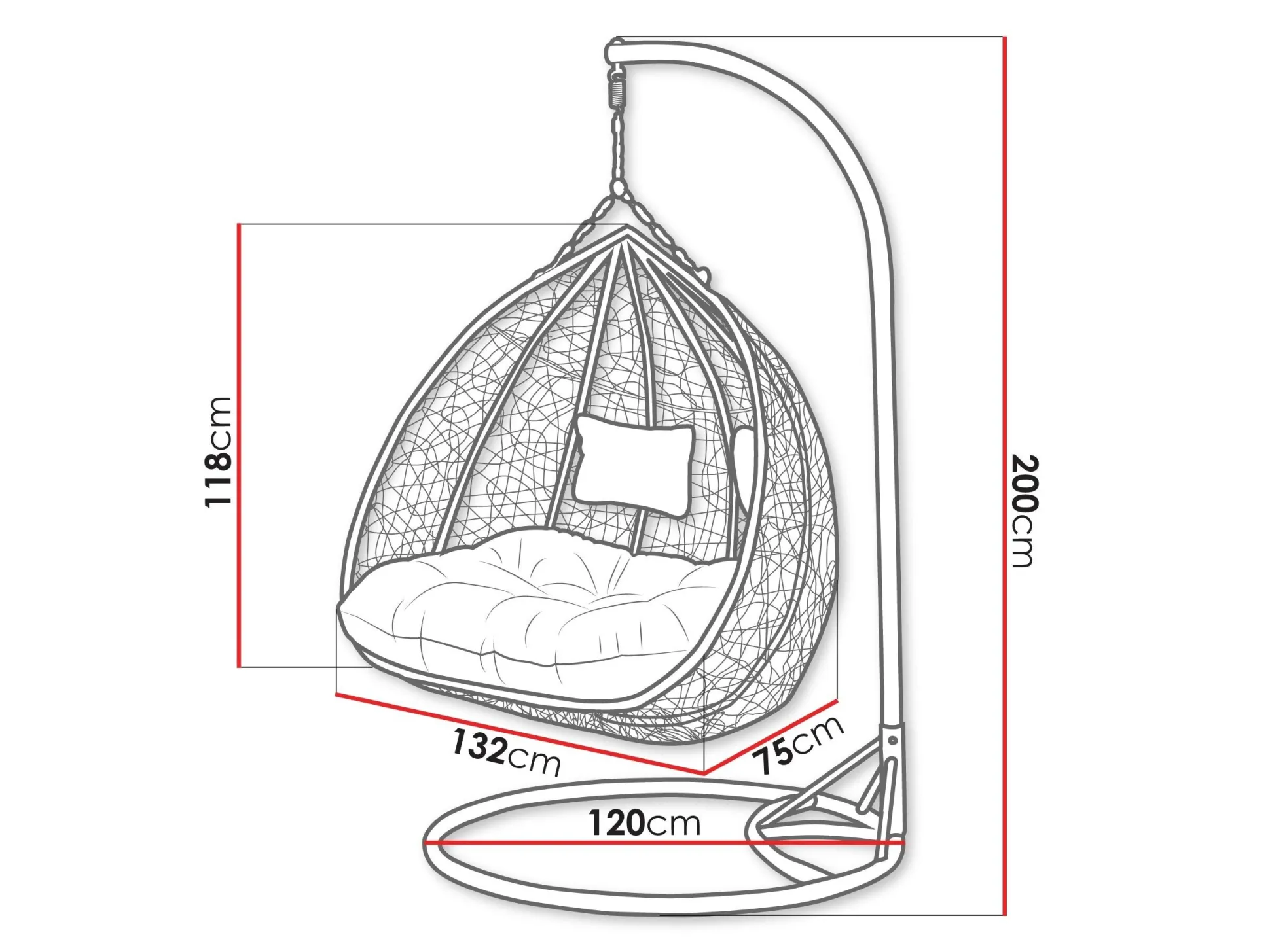 Hængestol Comfivo Audos (Grå + Lys grå)