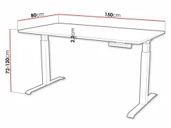 Hæve-sænkebord Charlotte 195 (Hvid + Sort)