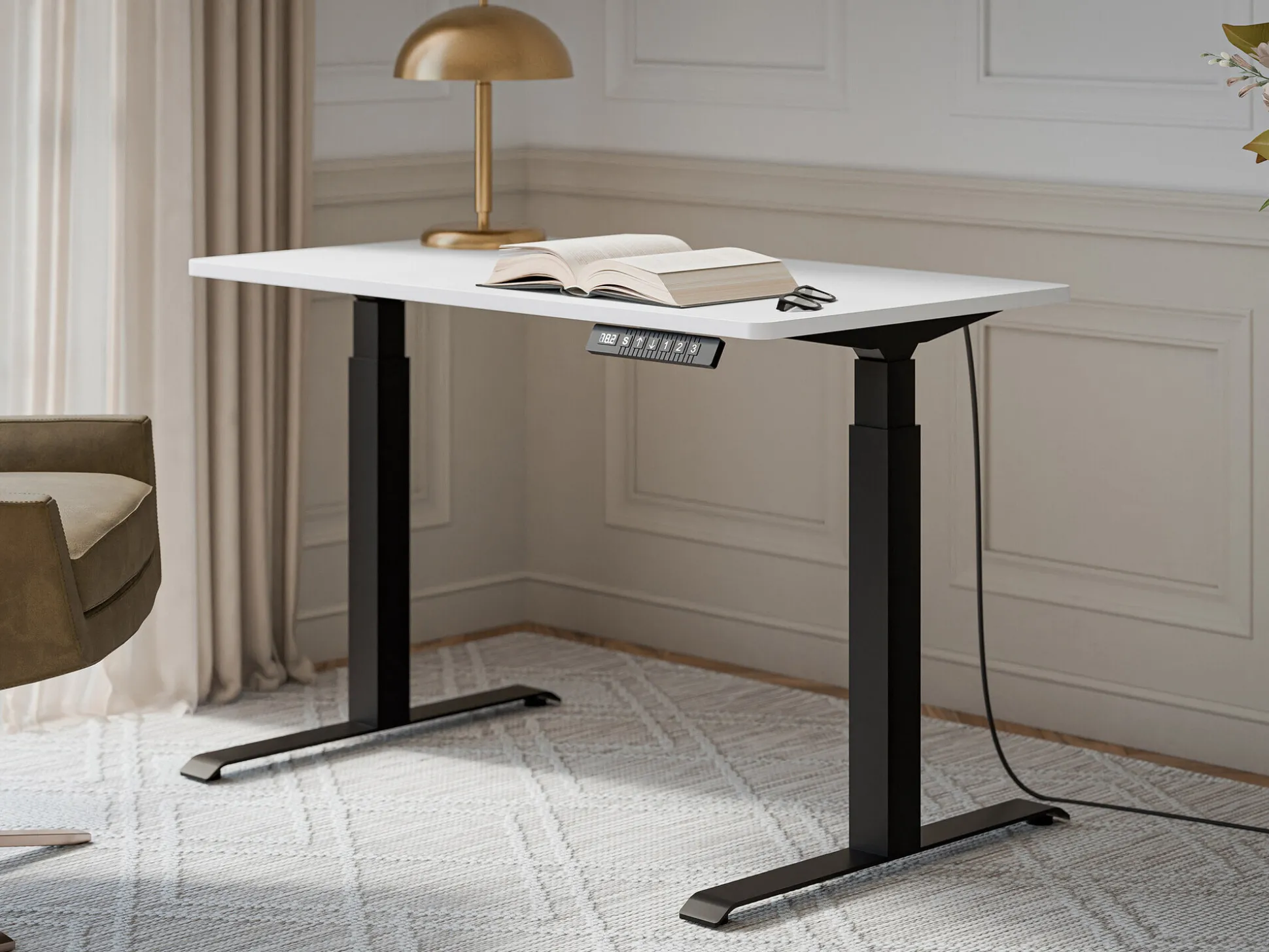 Hæve-sænkebord Charlotte 194 (Hvid + Sort)