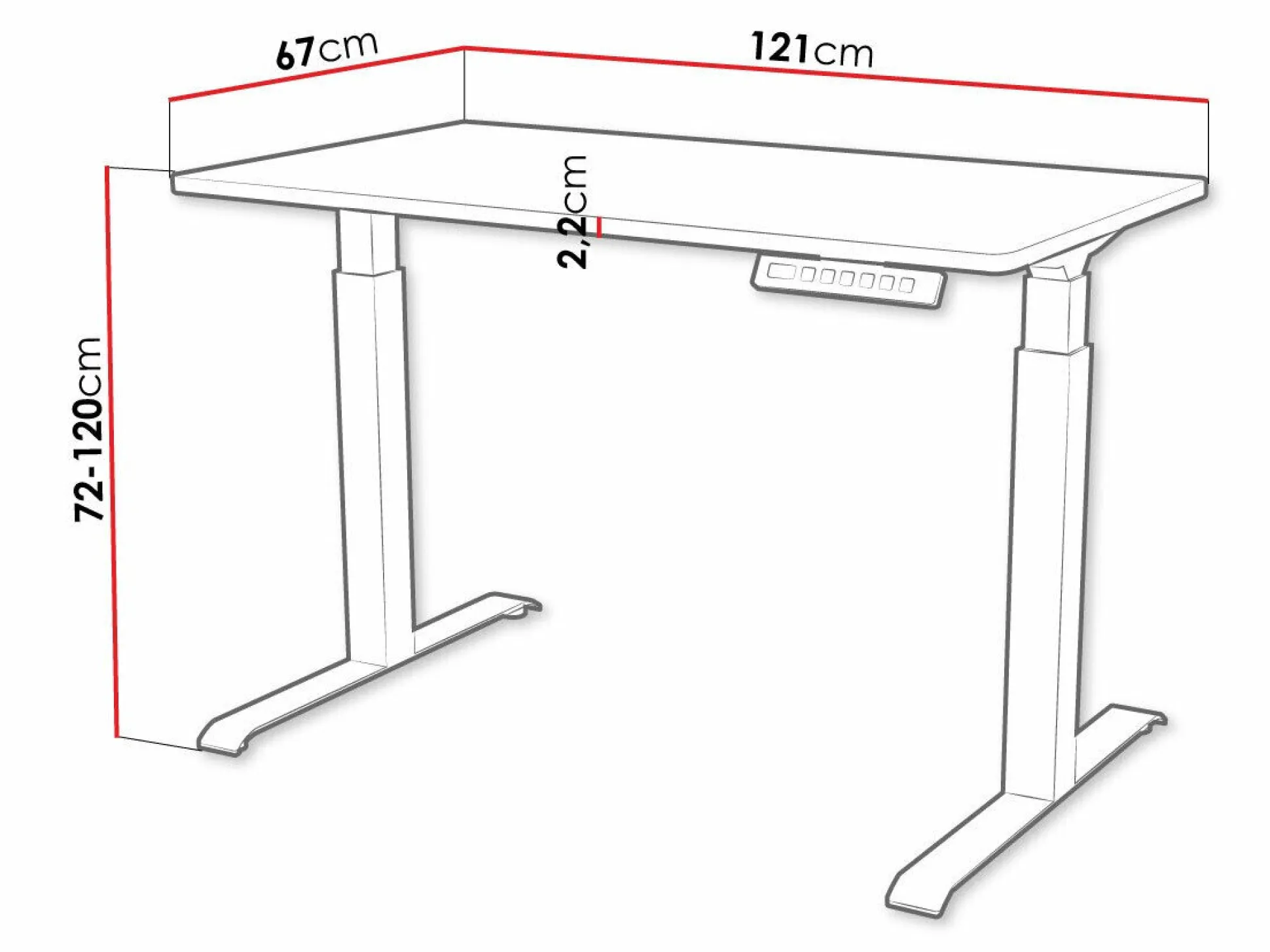 Hæve-sænkebord Charlotte 194 (Hvid + Sort)