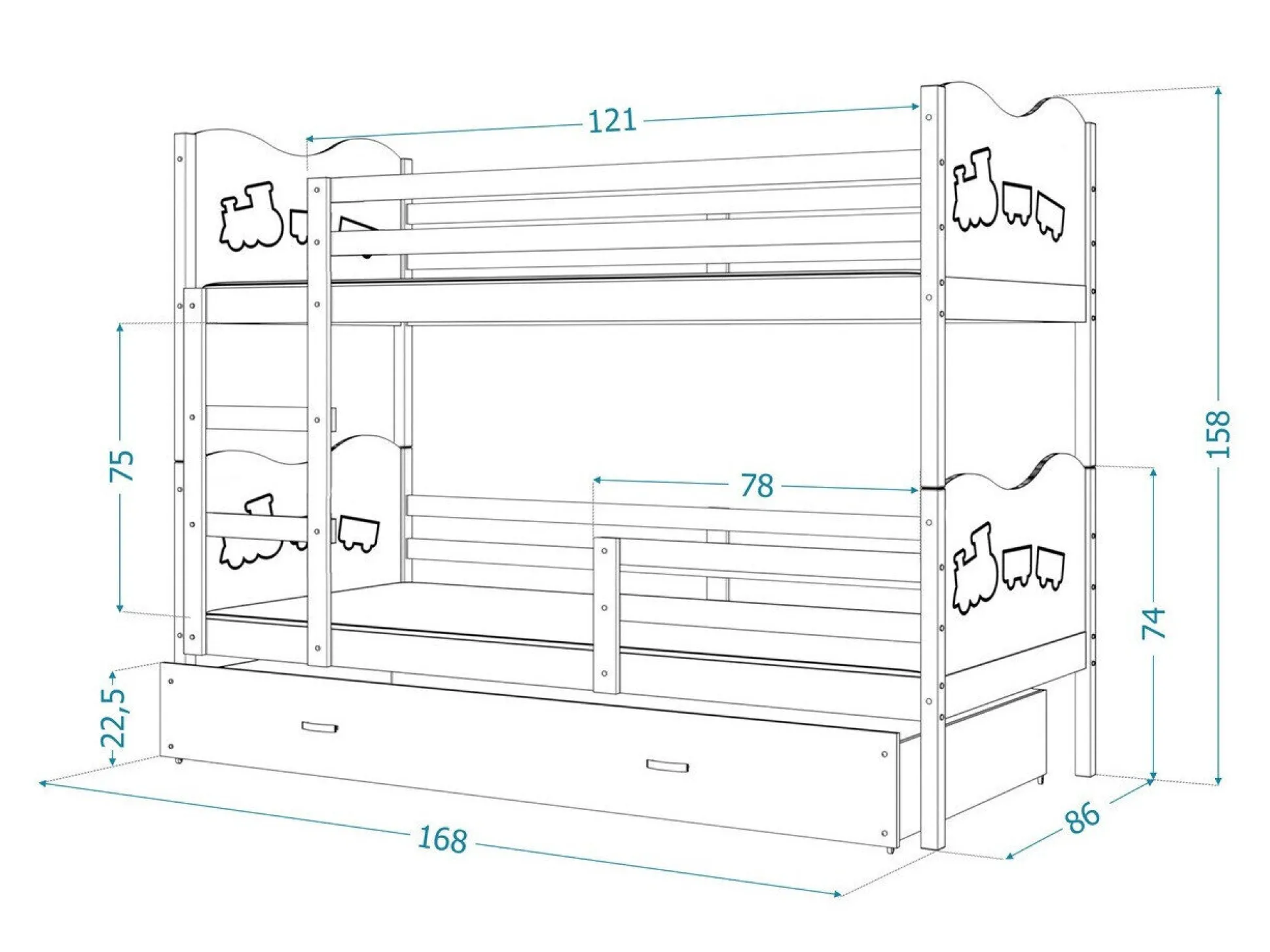 Køjeseng Aurora 110 (Fyrretræ)