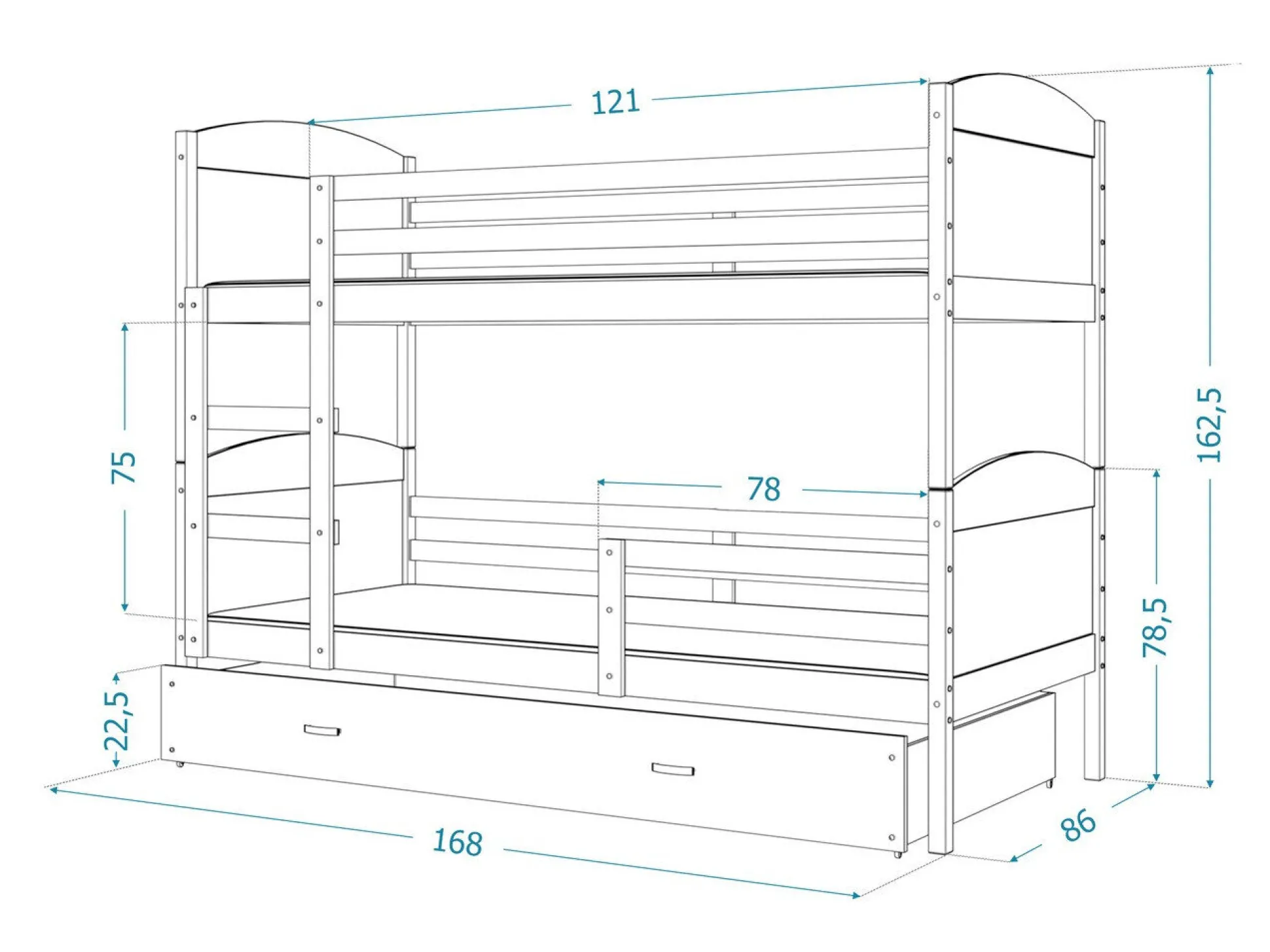 Køjeseng Aurora 101 (Fyrretræ)
