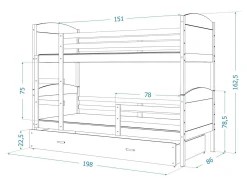 Køjeseng Aurora 102 (Hvid)