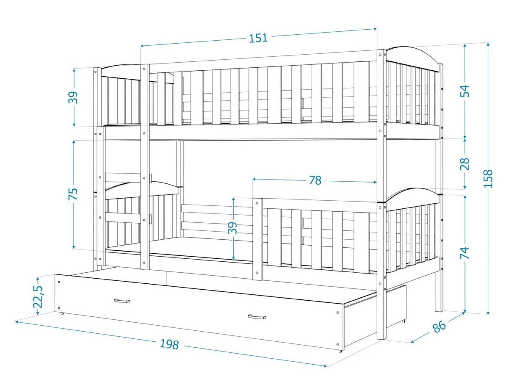 Køjeseng Aurora 105 (Hvid)