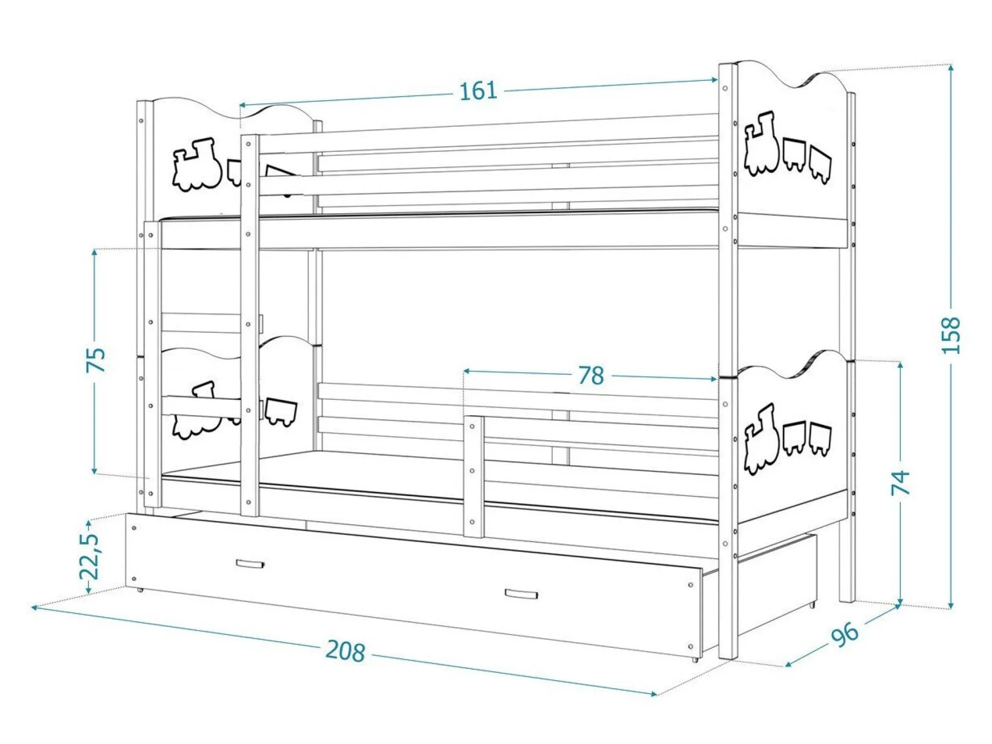 Køjeseng Aurora 112 (Hvid)