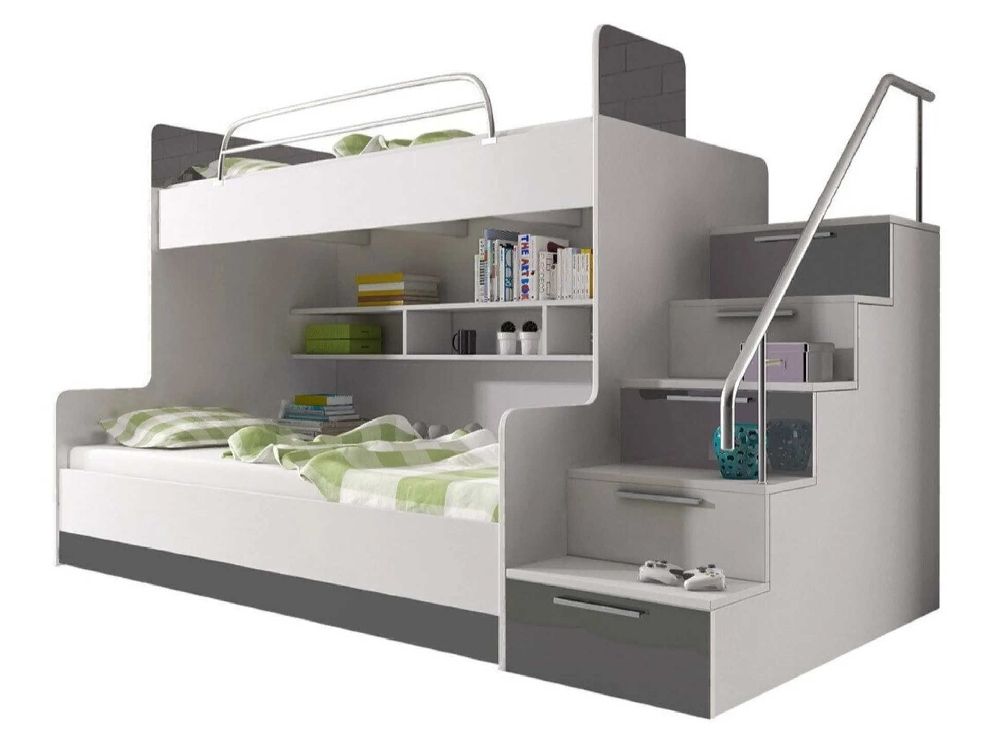 Køjeseng Campus (Hvid + Glansfuld hvid + Gloss grå)