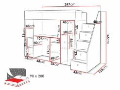 Køjeseng Hartford 362 (Artisan eg + Sort)