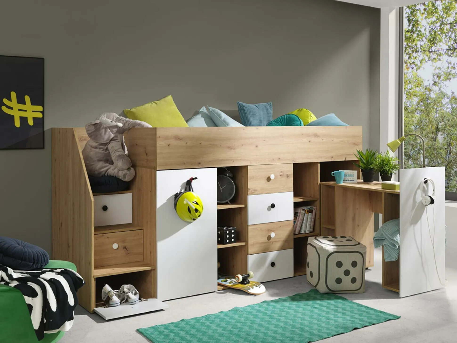 Køjeseng Hartford 361 (Artisan eg + Hvid)