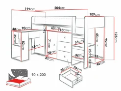 Køjeseng Hartford 359 (Artisan eg + Hvid)