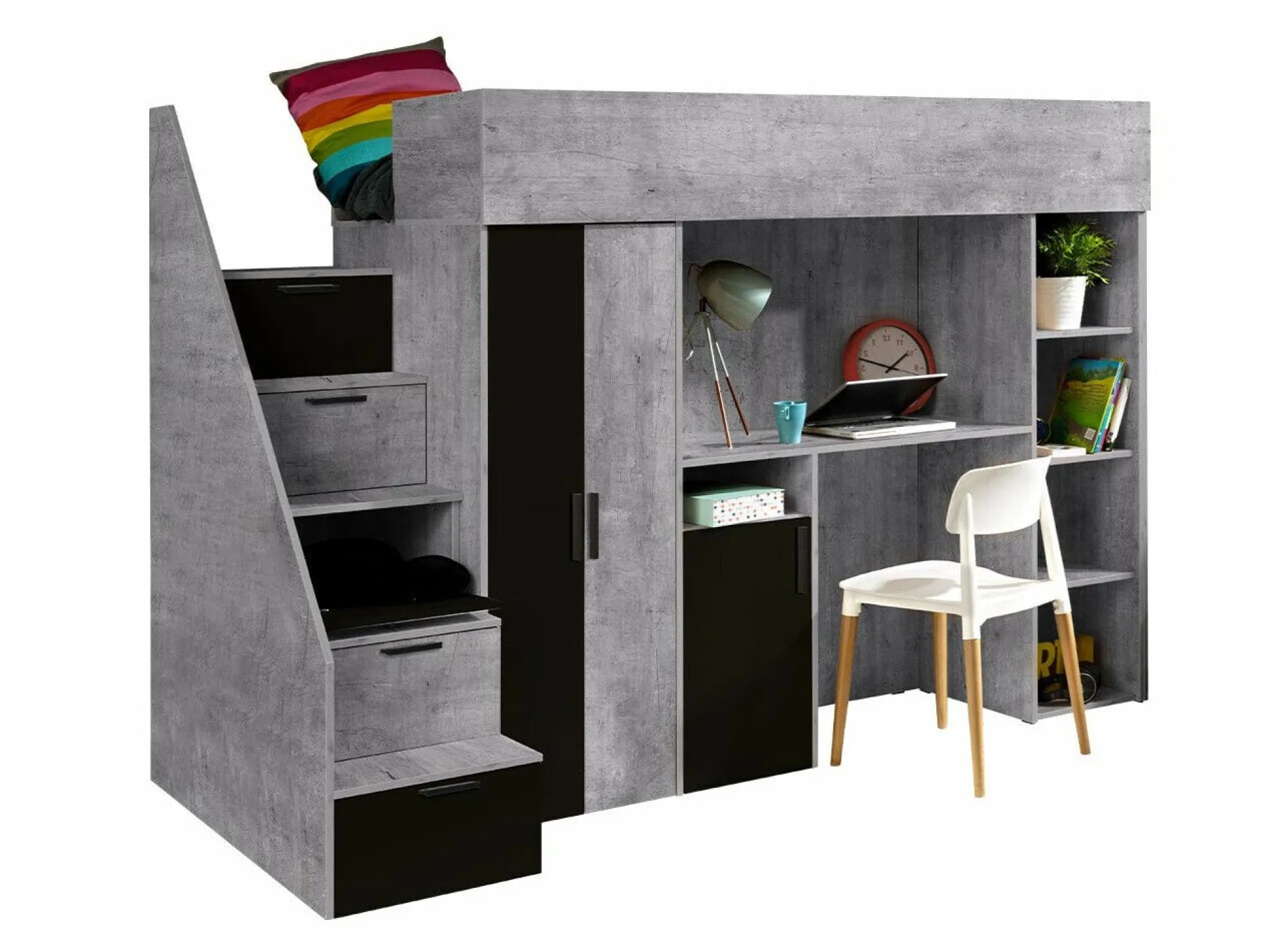 Køjeseng Hartford 365 (Beton + Sort)