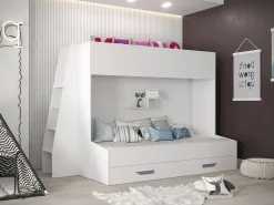 Køjeseng Hartford 357 (Hvid + Glansfuld hvid + Grå)