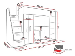 Køjeseng Hartford 192 (Hvid + Glossy pink + Glansfuld hvid)