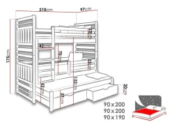 Køjeseng Henderson 124 (Grafit + Grå)