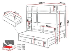 Køjeseng Henderson 146 (Hvid + Egetræ)