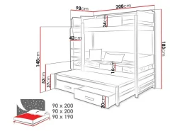 Køjeseng Henderson 114 (Hvid + Grå)