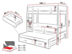 Køjeseng Henderson 145 (Hvid + Egetræ)