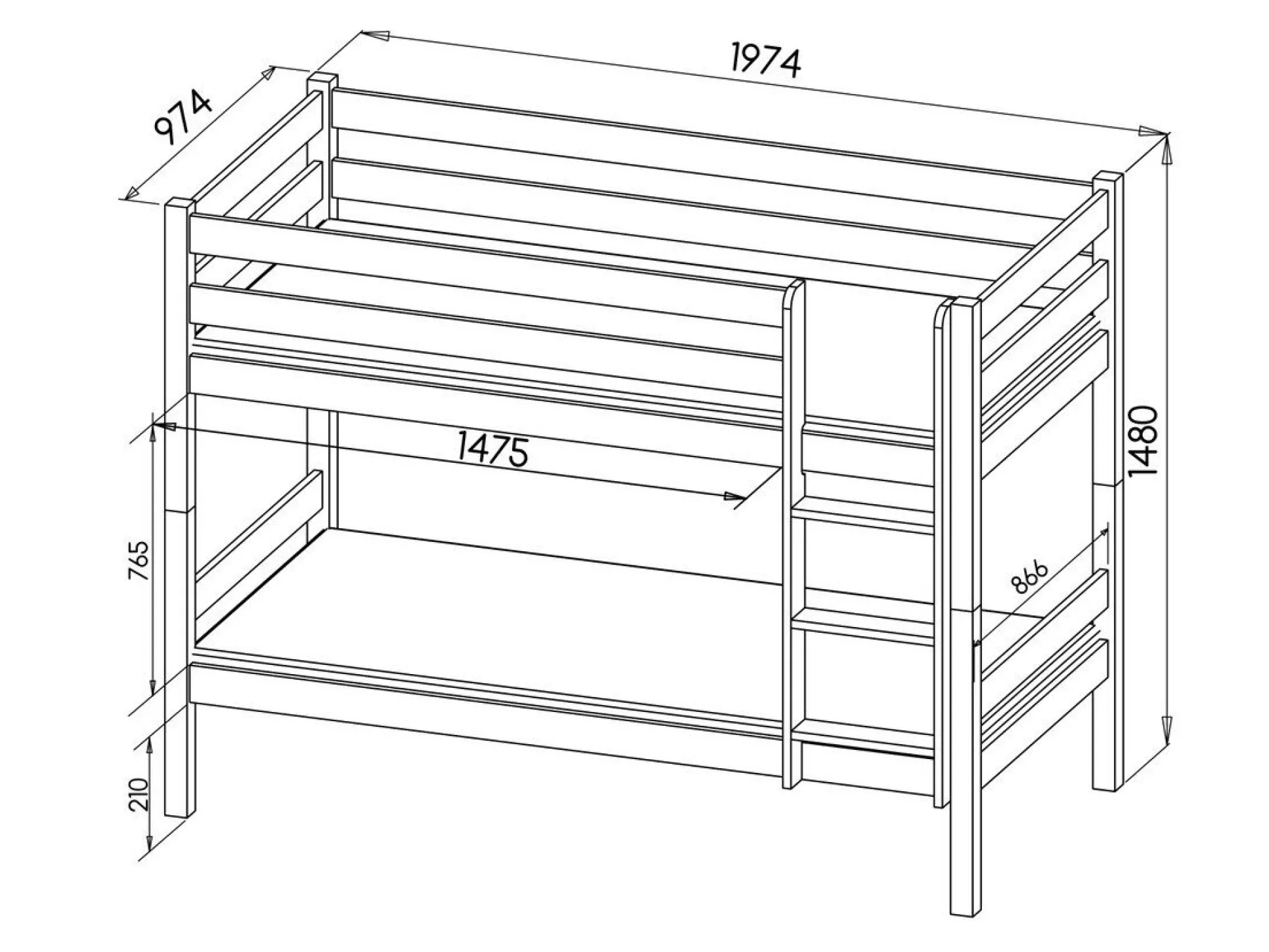 Køjeseng Ogden 163 (Antracit)
