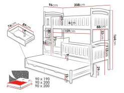 Køjeseng Vista 120 (Hvid)