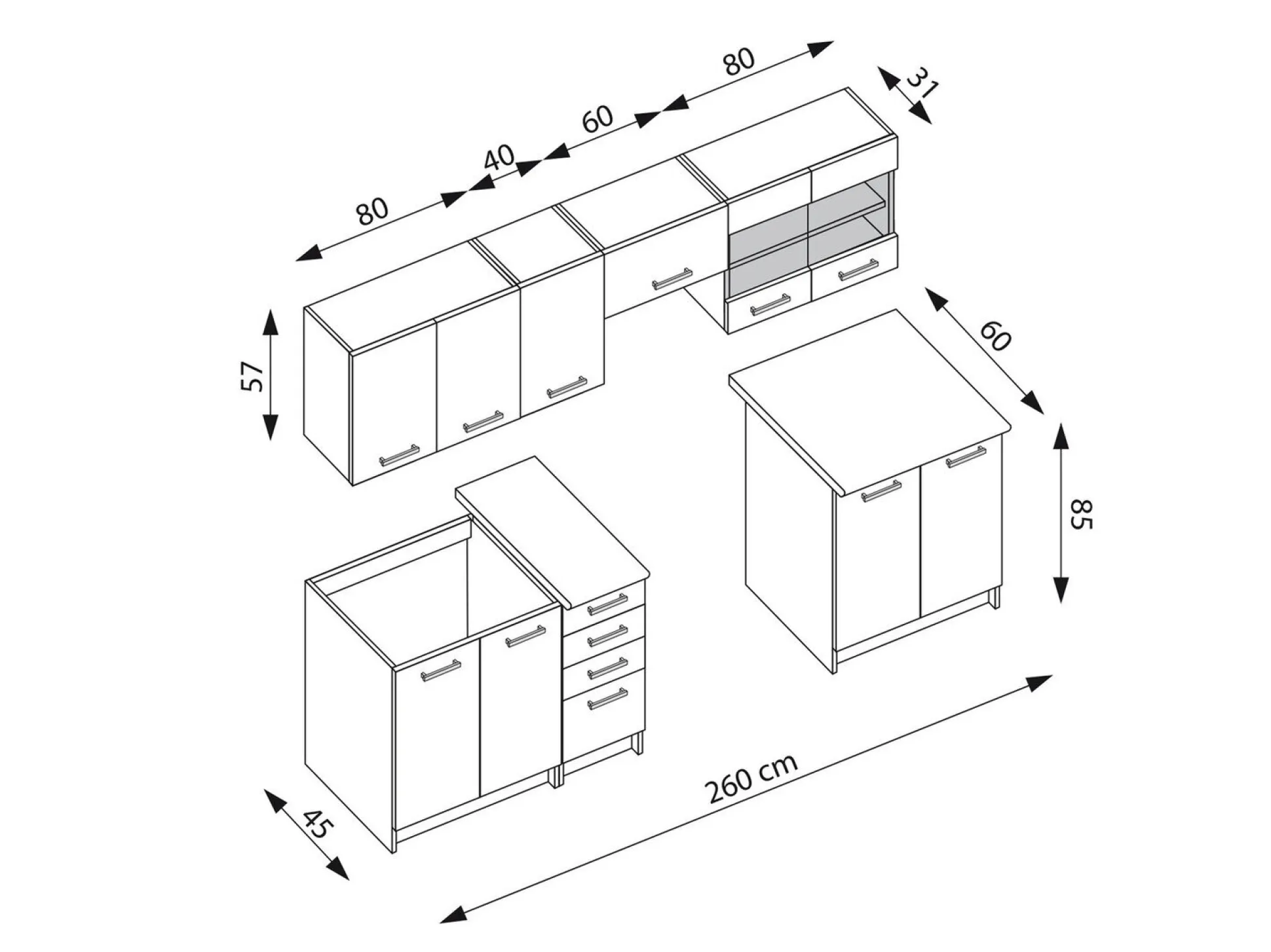 Køkkensæt Houston 1138 (Mørk eg)