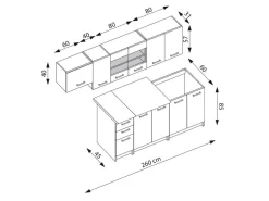 Køkkensæt Houston 1182 (Saingenma egetræ + Hvid + Beige)