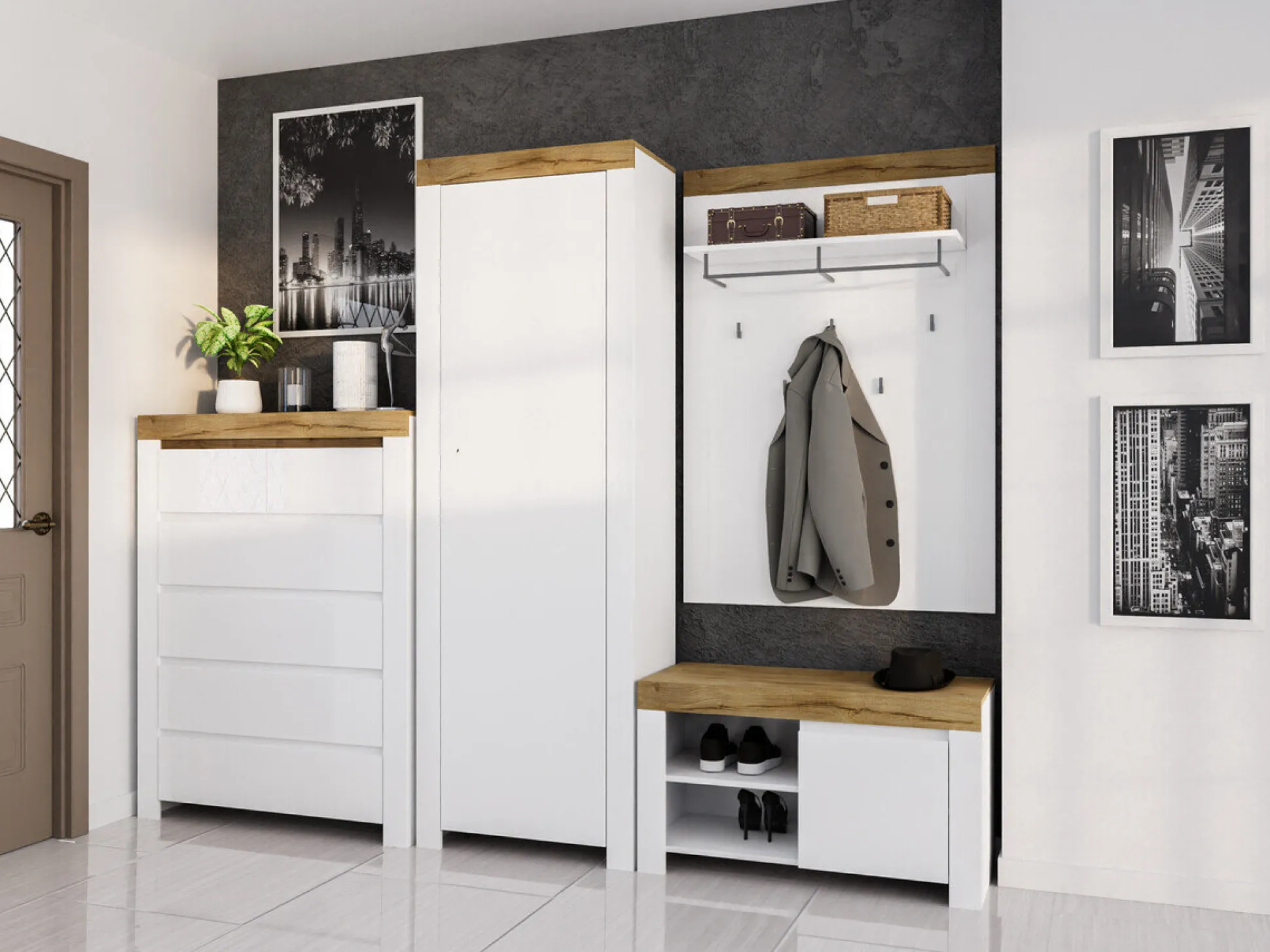 Knagerække Sonsoru 121 (Hvid + Wotan eg)