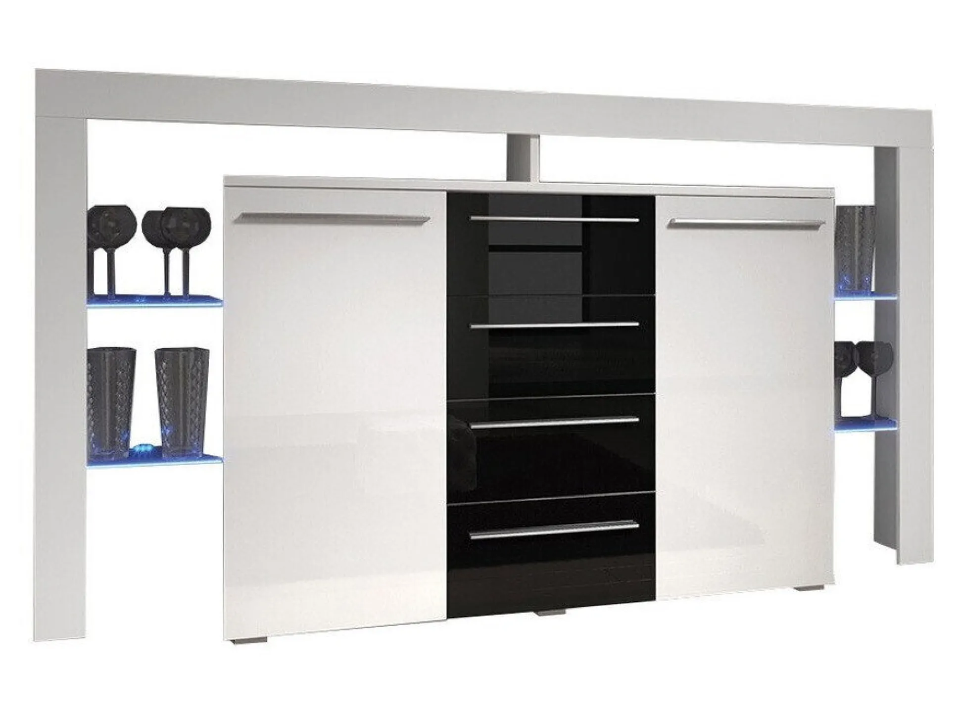 Kommode Aestas (Hvid + Blank sort)