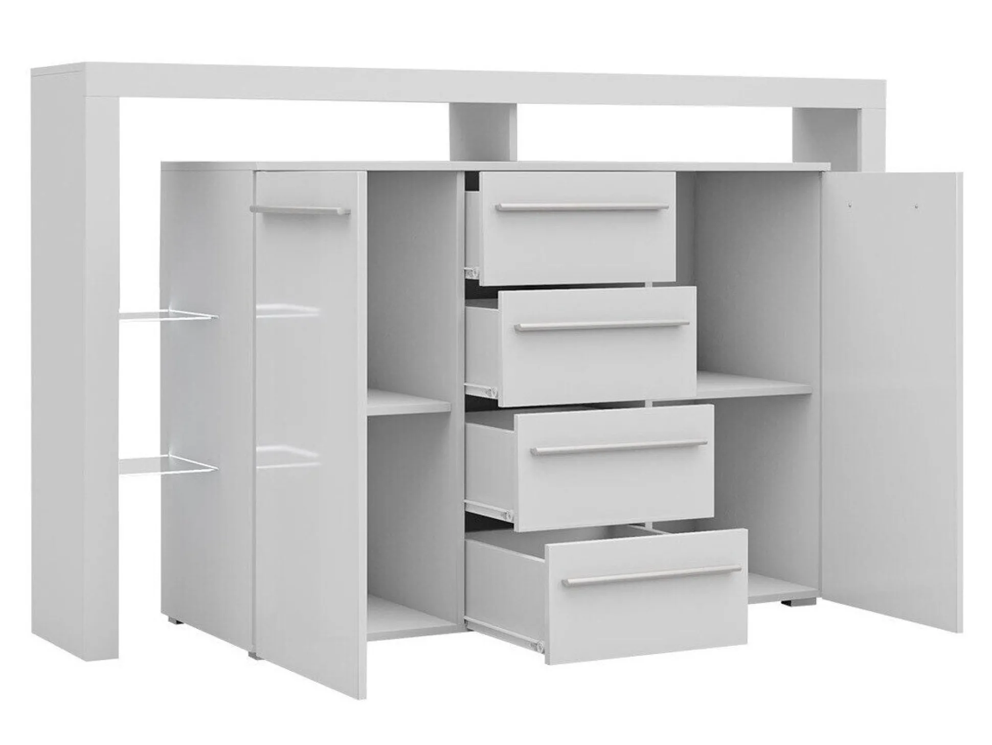 Kommode Aestas (Hvid + Blank sort)