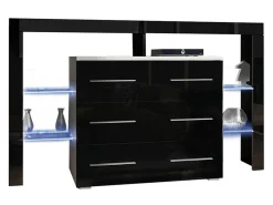 Kommode Aestas I (Hvid + Blank sort)