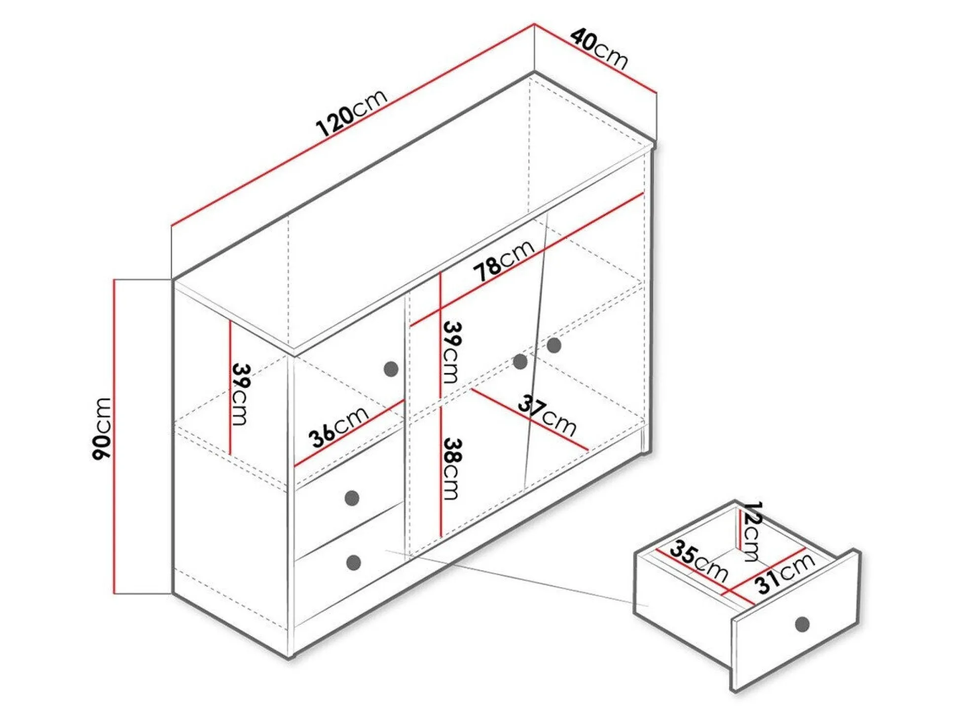 Kommode Almira 106 (Artisan eg + Hvid)