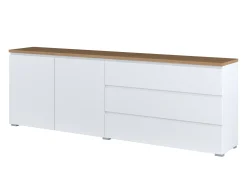 Kommode Baletu 107 (Hvid + Egetræ)