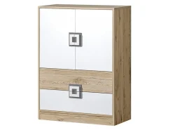 Kommode Balvire 109 (Lys eg + Hvid + Grå)