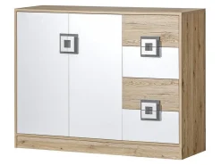 Kommode Balvire 100 (Lys eg + Hvid + Grå)