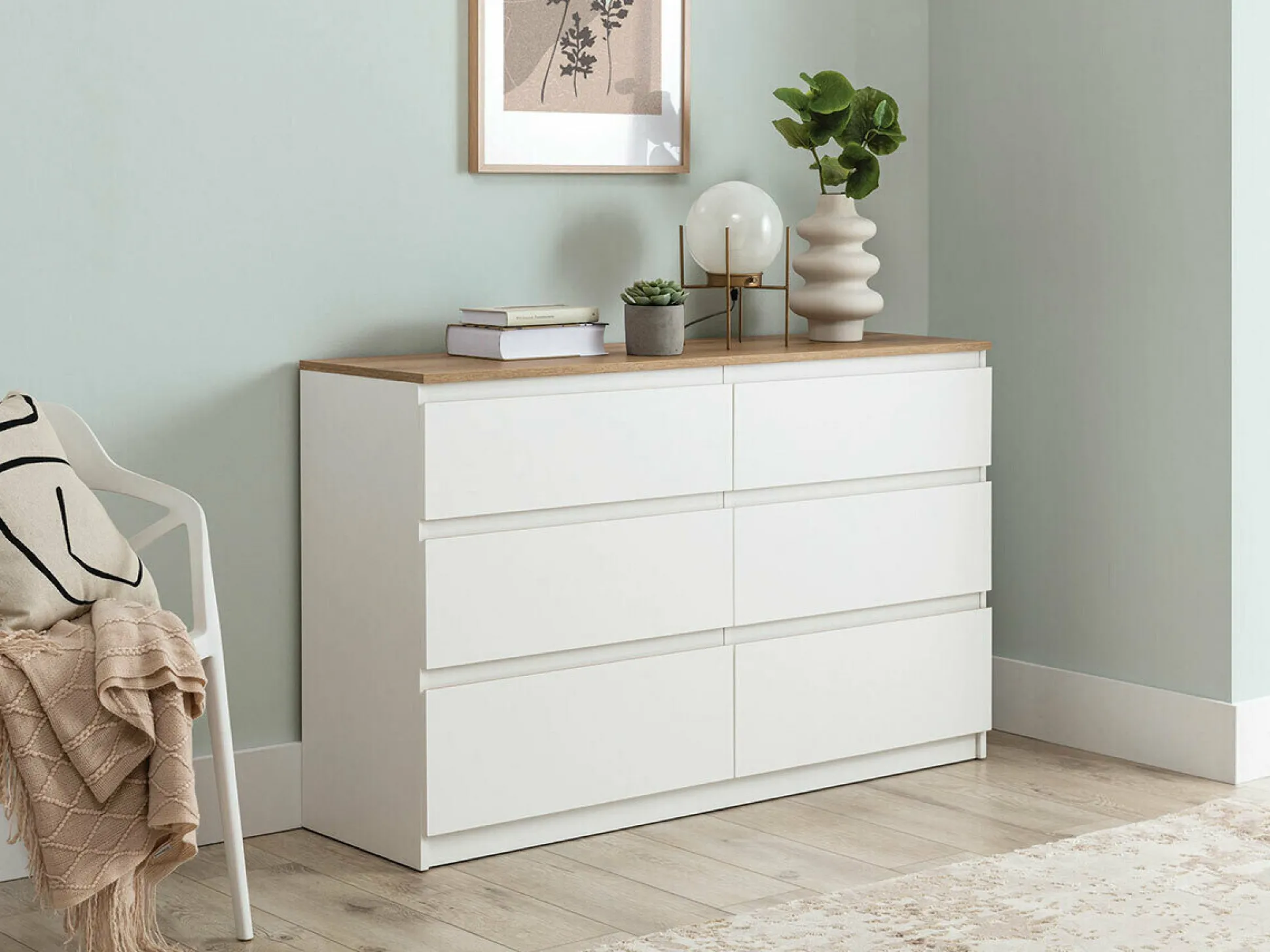 Kommode Catelbi 102 (Hvid + Egetræ)