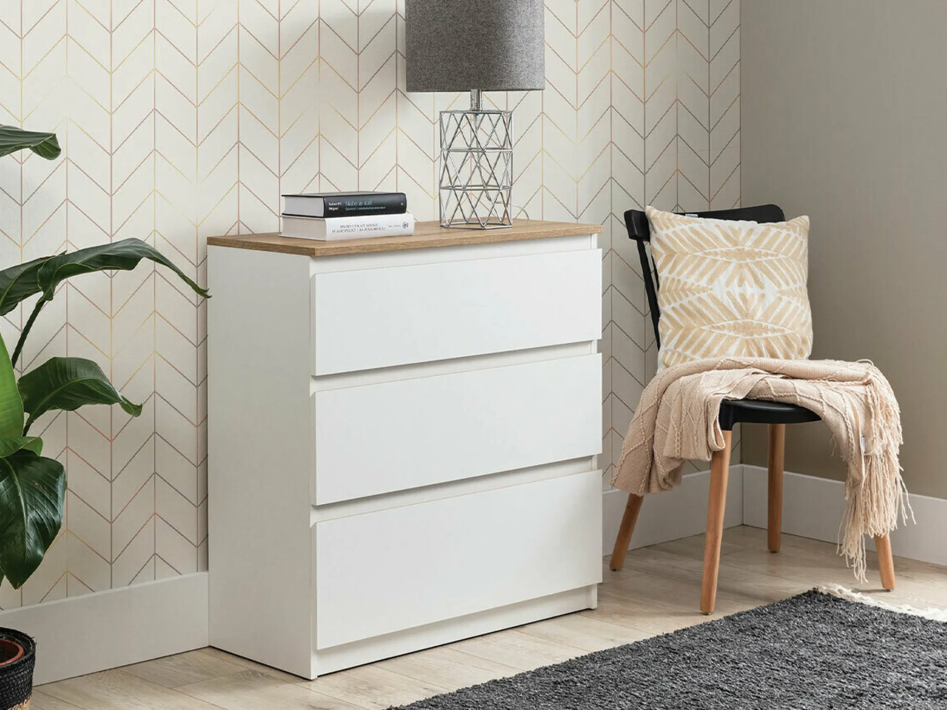 Kommode Catelbi 101 (Hvid + Egetræ)