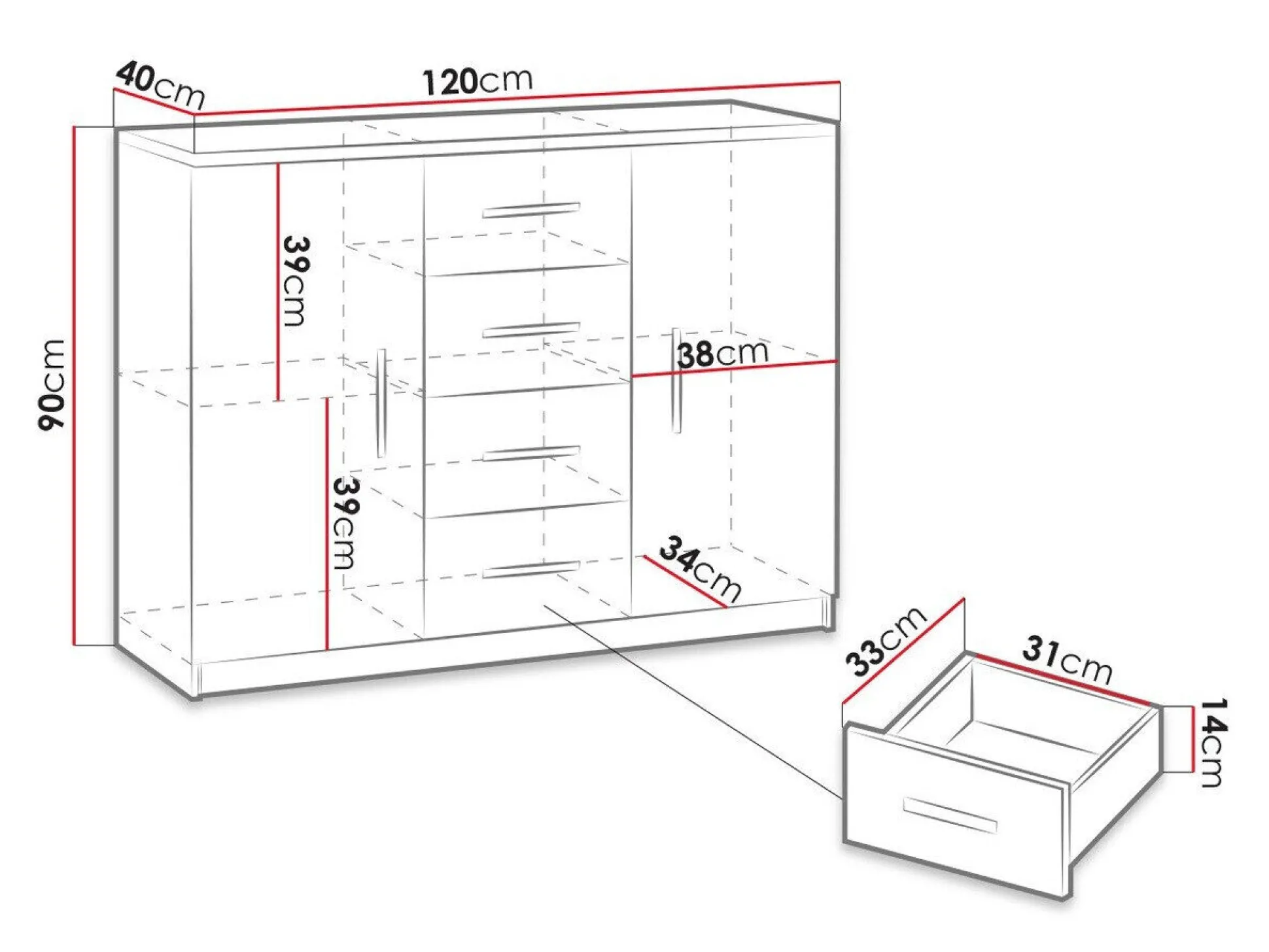 Kommode Catromi 100 (Hvid)