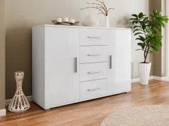 Kommode Charlotte 118 (Hvid + Glansfuld hvid)
