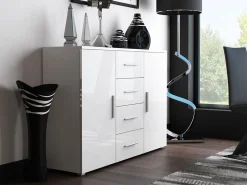 Kommode Charlotte 118 (Hvid + Glansfuld hvid)