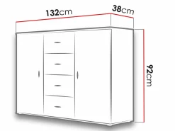 Kommode Charlotte 118 (Hvid + Glansfuld hvid)