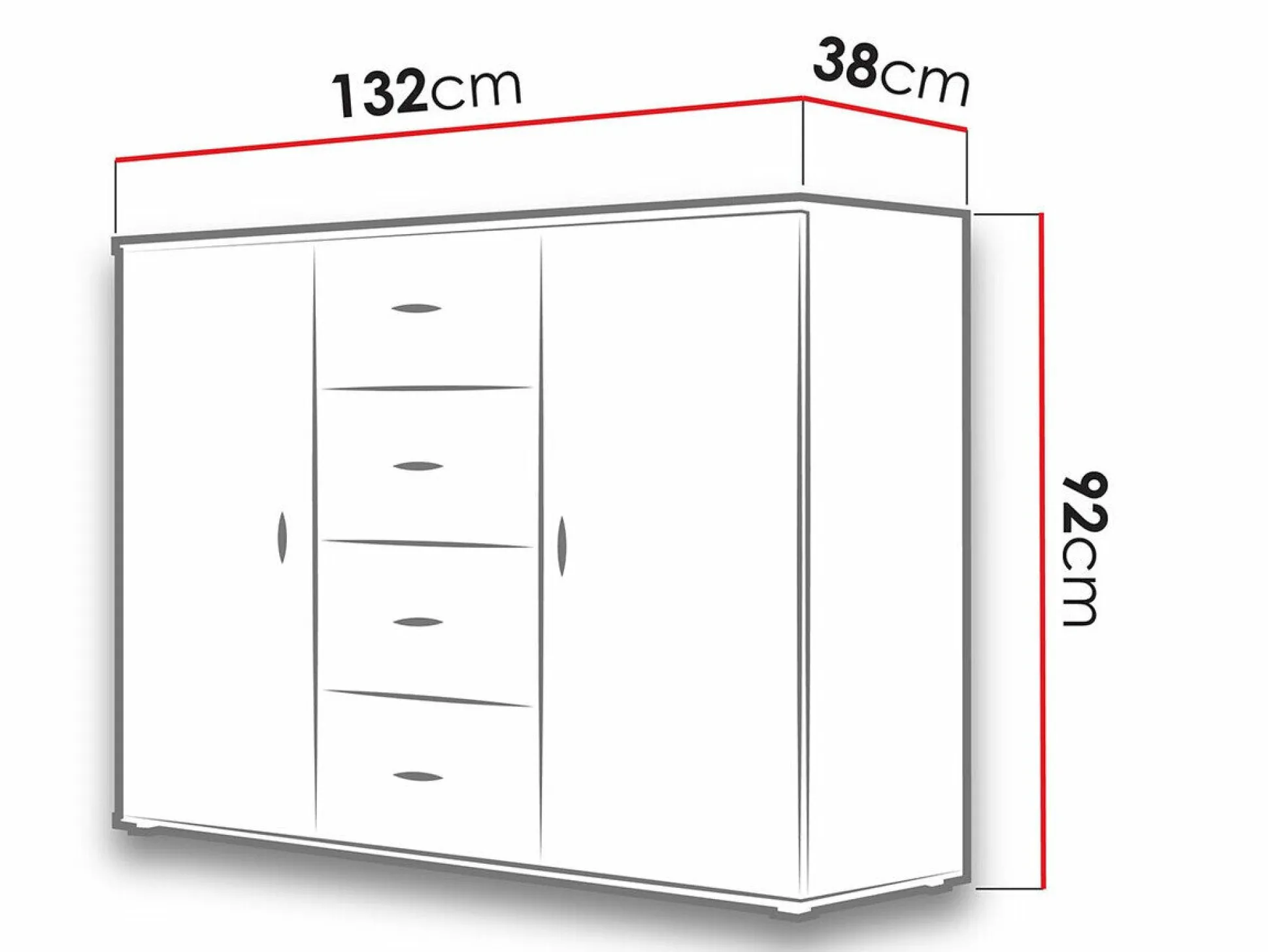 Kommode Charlotte 118 (Hvid + Glansfuld hvid)