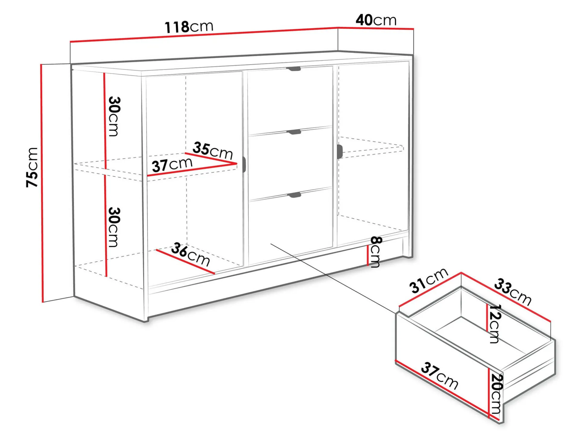 Kommode Comfivo Papilio (Beige)