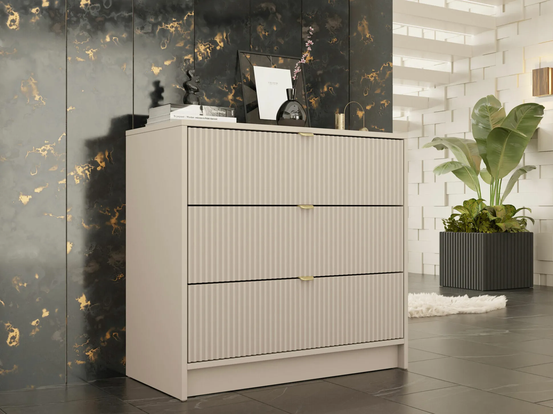 Kommode Comfivo Papilio I (Beige)