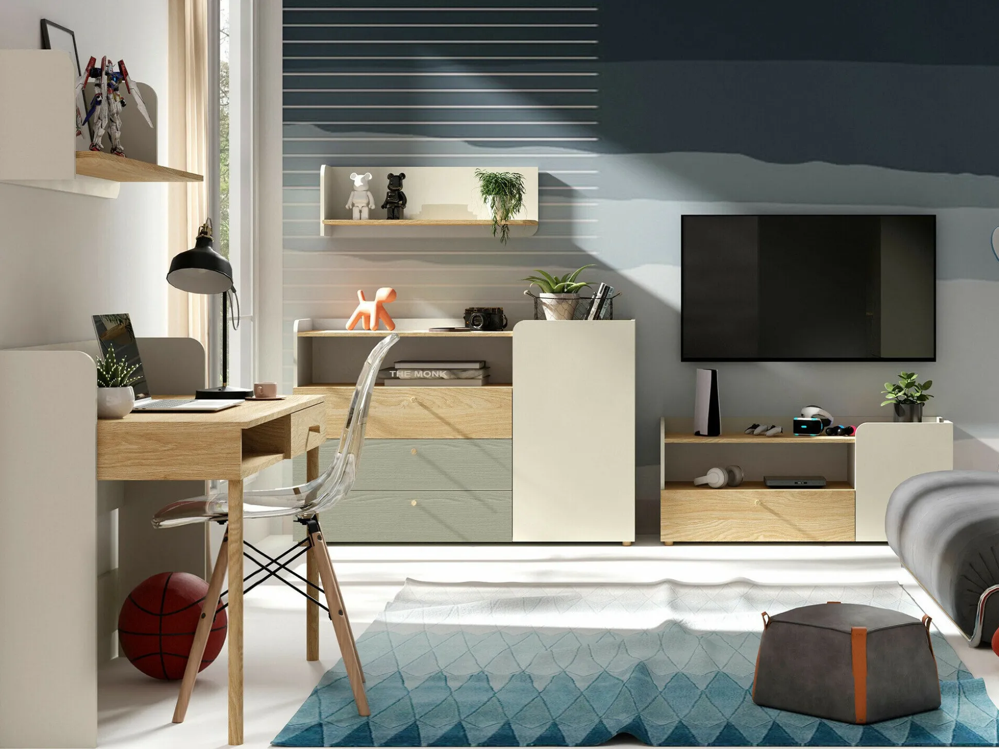 Kommode Domcali 108 (Grå + Egetræ)