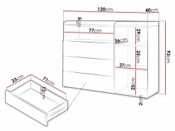 Kommode Domcali 108 (Grå + Egetræ)