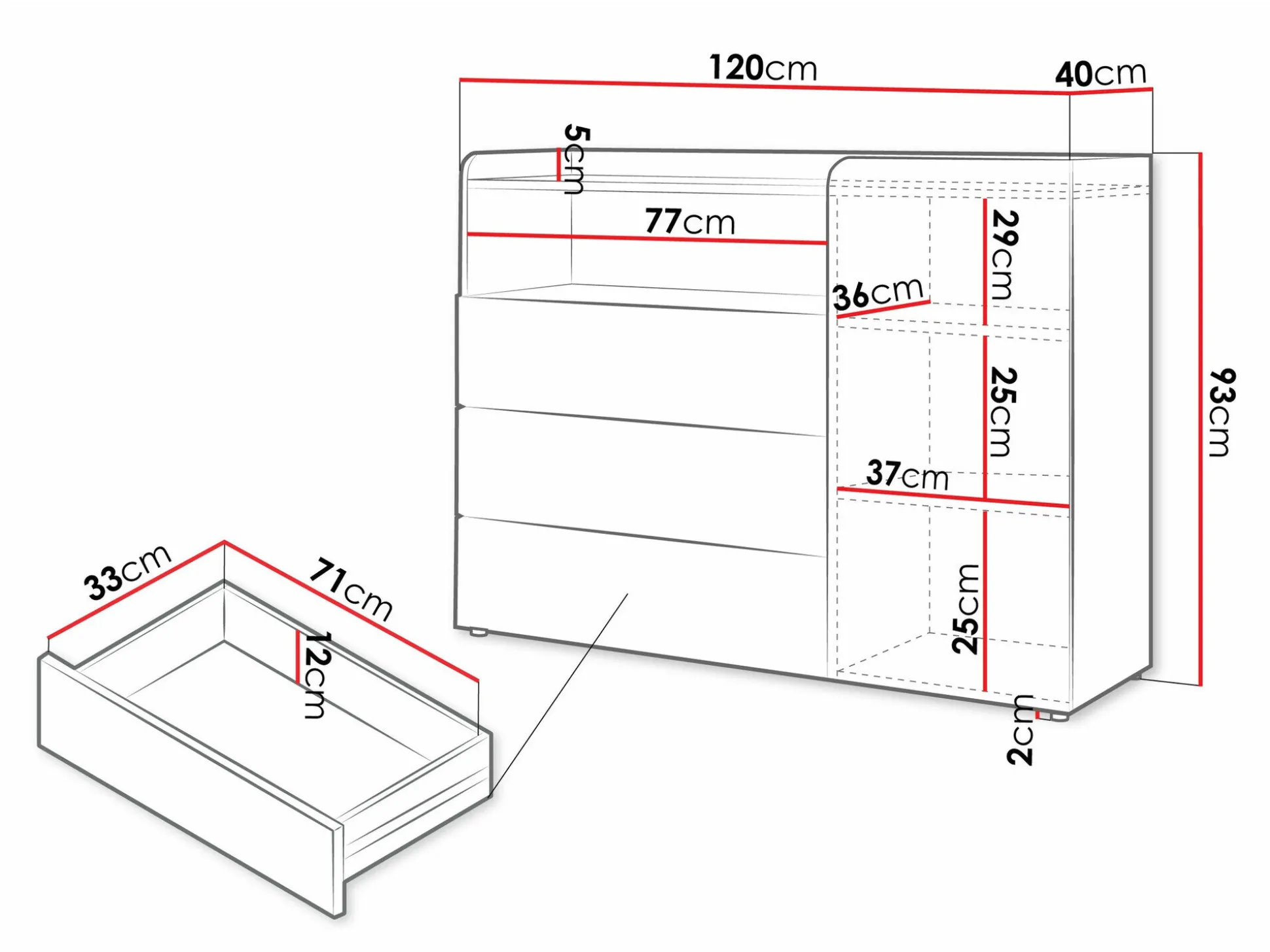 Kommode Domcali 108 (Grå + Egetræ)