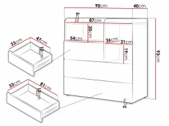 Kommode Domcali 109 (Grå + Egetræ)