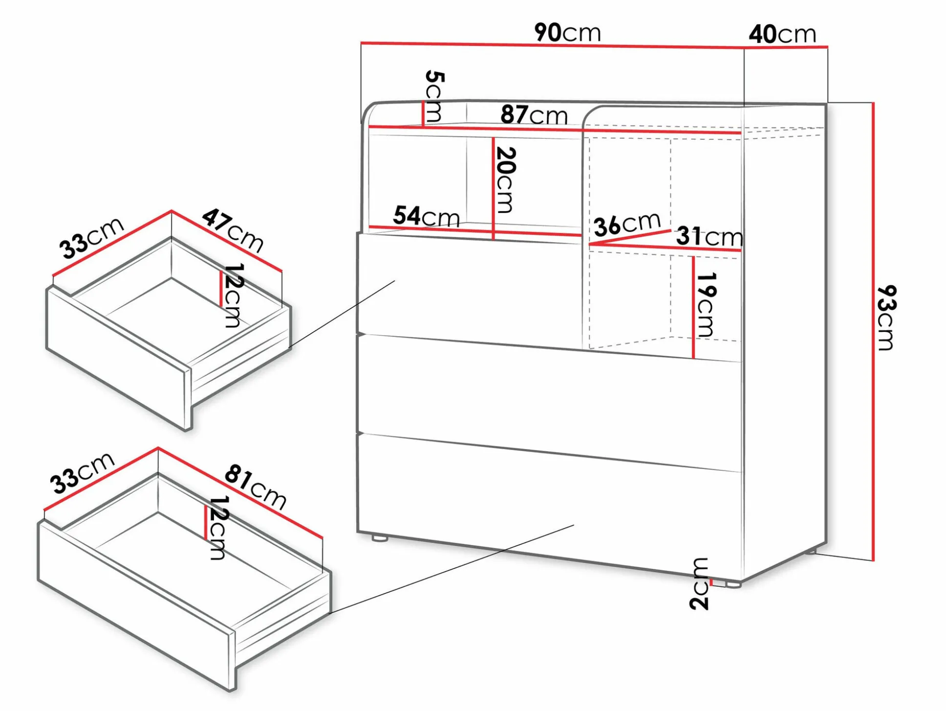 Kommode Domcali 109 (Grå + Egetræ)