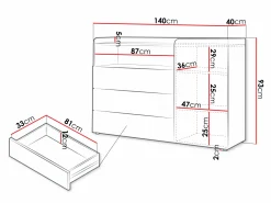 Kommode Domcali 107 (Grå + Egetræ)