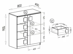Kommode Elmenou 102 (Hvid + Antracit)