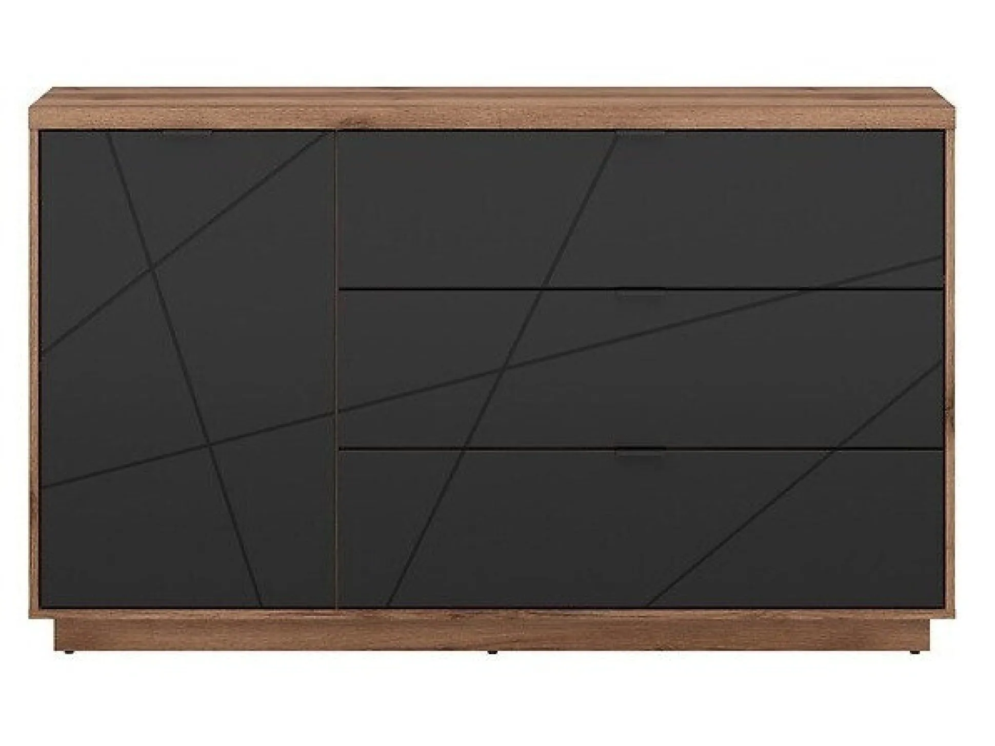 Kommode Fivale 100 (Mørk Delano eg + Mat sort)