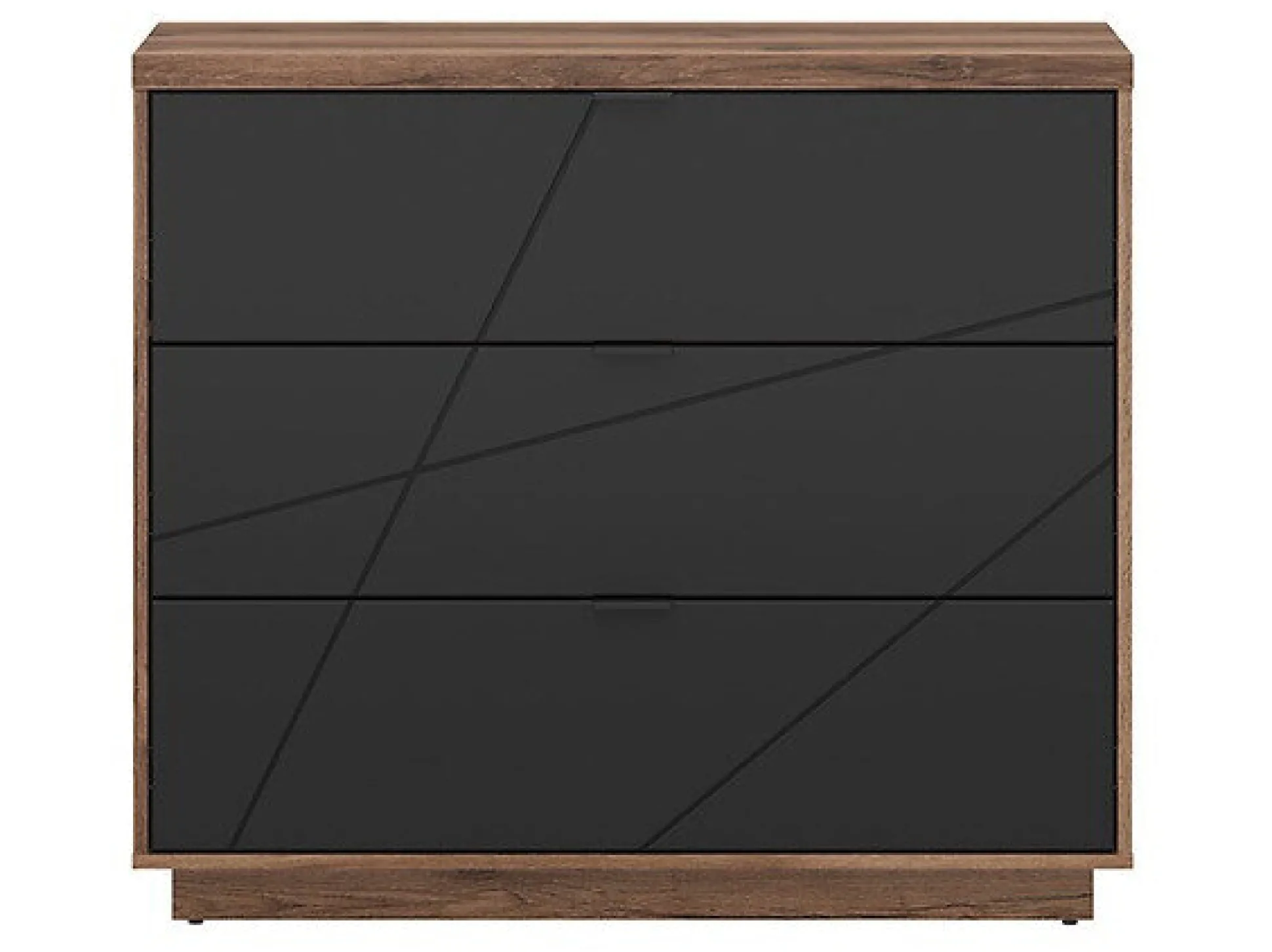 Kommode Fivale 118 (Mørk Delano eg + Mat sort)